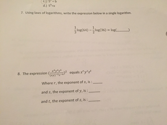 Solved] O. Laws of Logarithms Lesson 5 Assignment 1. Fully simplify each  of