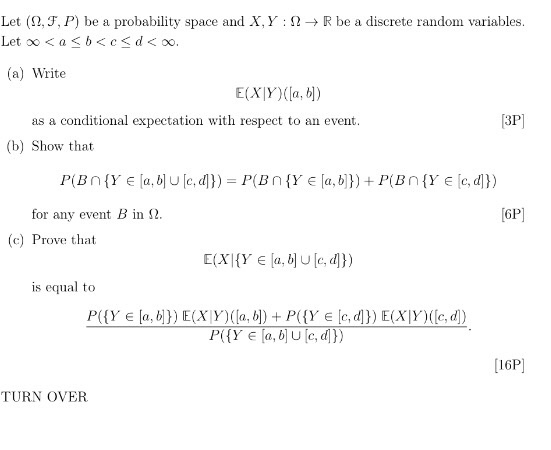 Let Ohm F P Be A Probability Space And X Y O Chegg Com