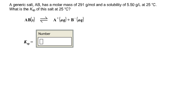 Solved A Generic Salt, AB, Has A Molar Mass Of 291 G/mol