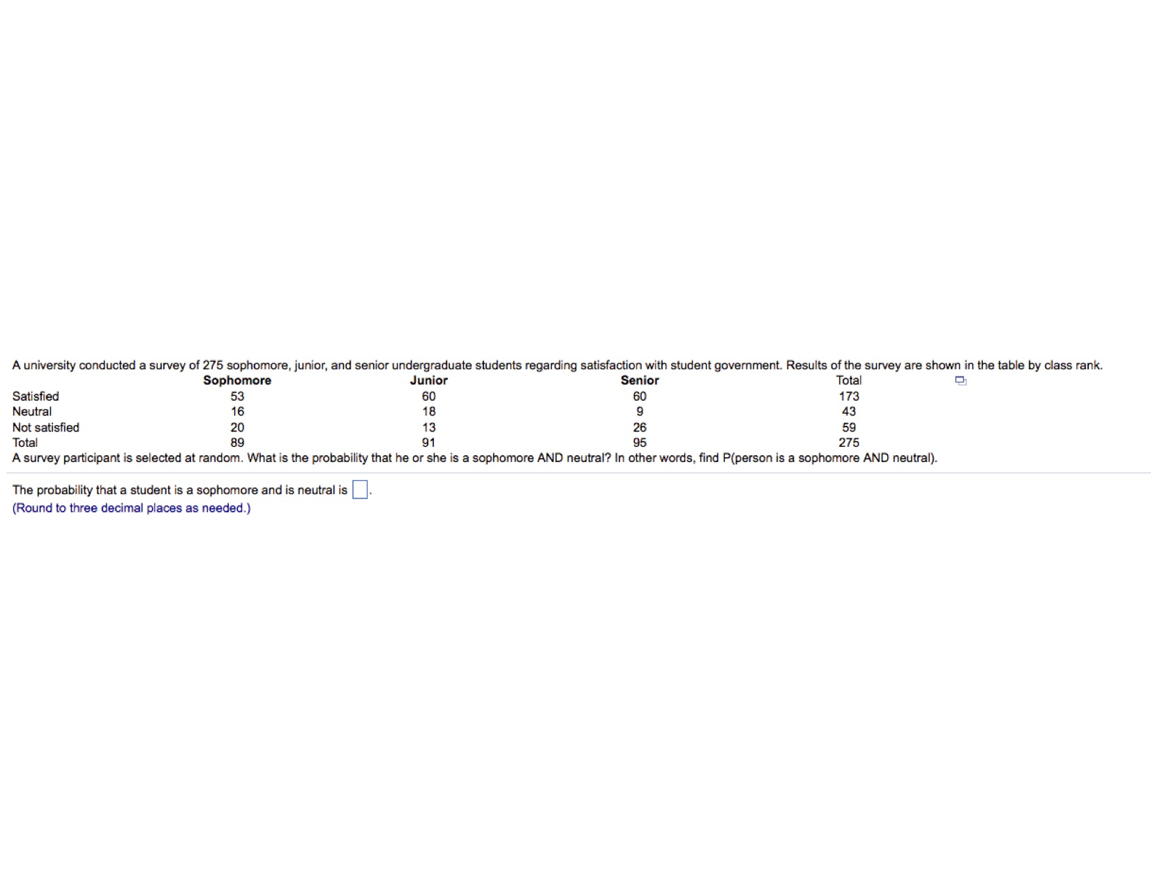 Solved A University Conducted A Survey Of 275 Sophomore