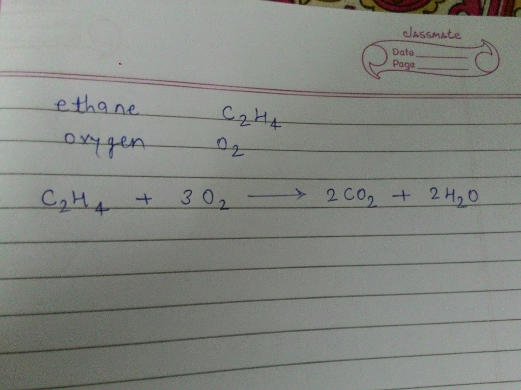 Question & Answer: Write a balanced equation for the complete combustion of ethane with oxygen. Express your..... 1