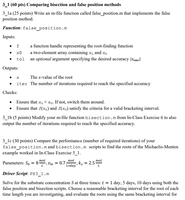 3_1 (60 Pts) Comparing Bisection And False Positio ...