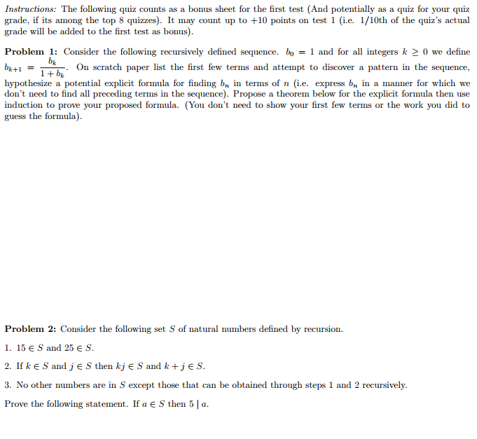 solved instructions the following quiz counts as a bonus