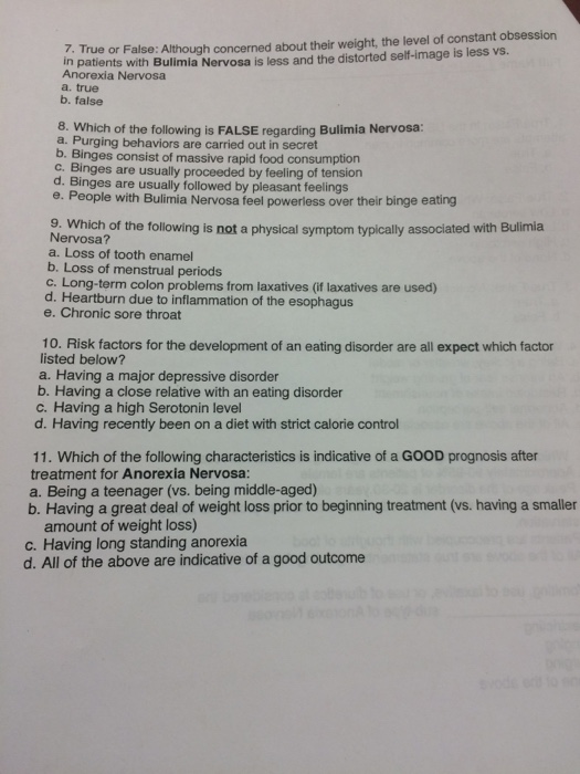 Solved True Or False Although Concerned About Their Weight, | Chegg.com