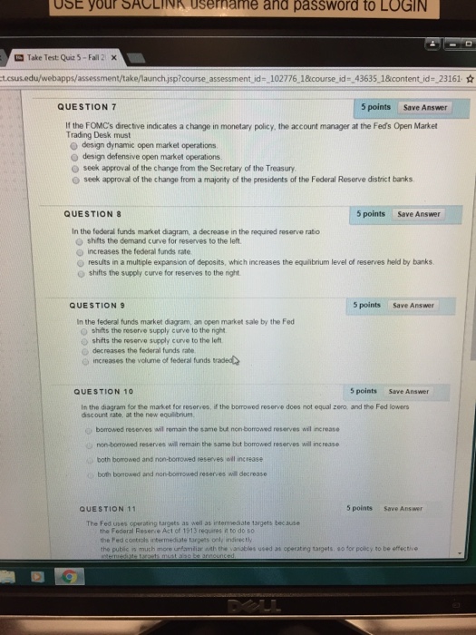 Solved If The Fomc S Directive Indicates A Change In Mone