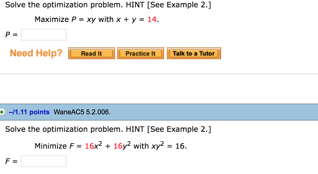 Solved Solve The Optimization Problem Hint See Example Chegg Com