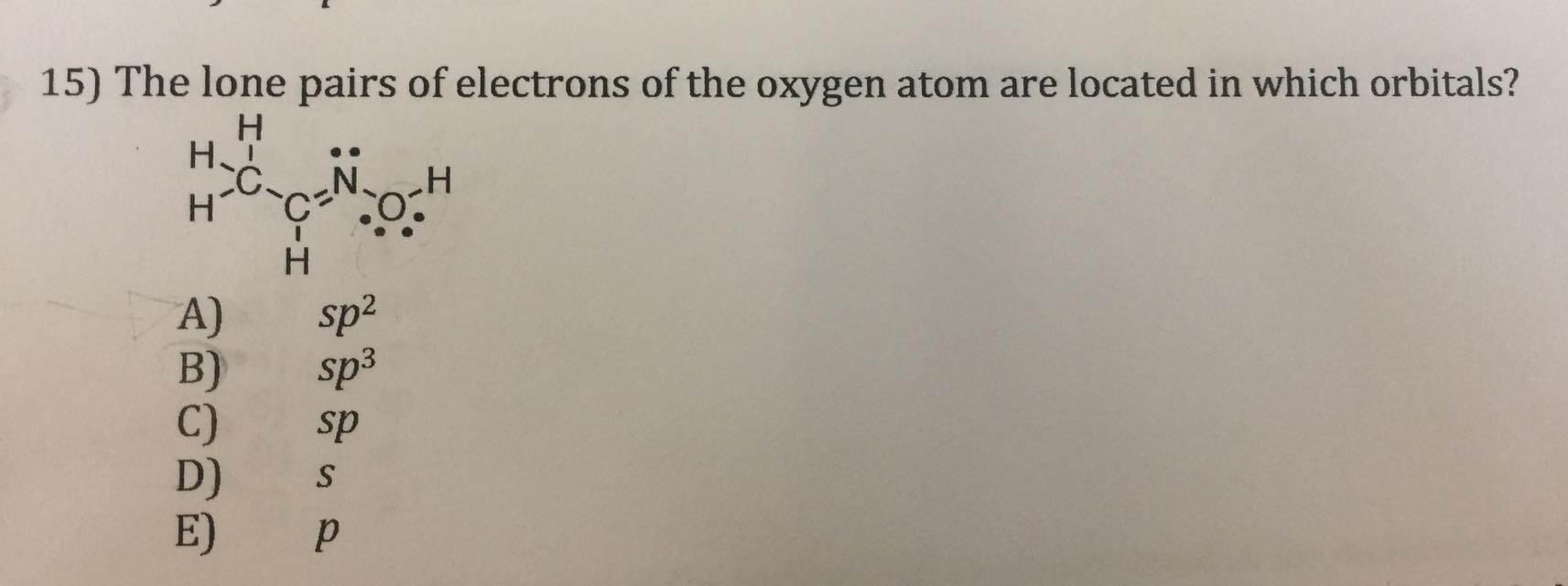 Solved The Lone Pairs Of Electrons Of The Oxygen Atom Are