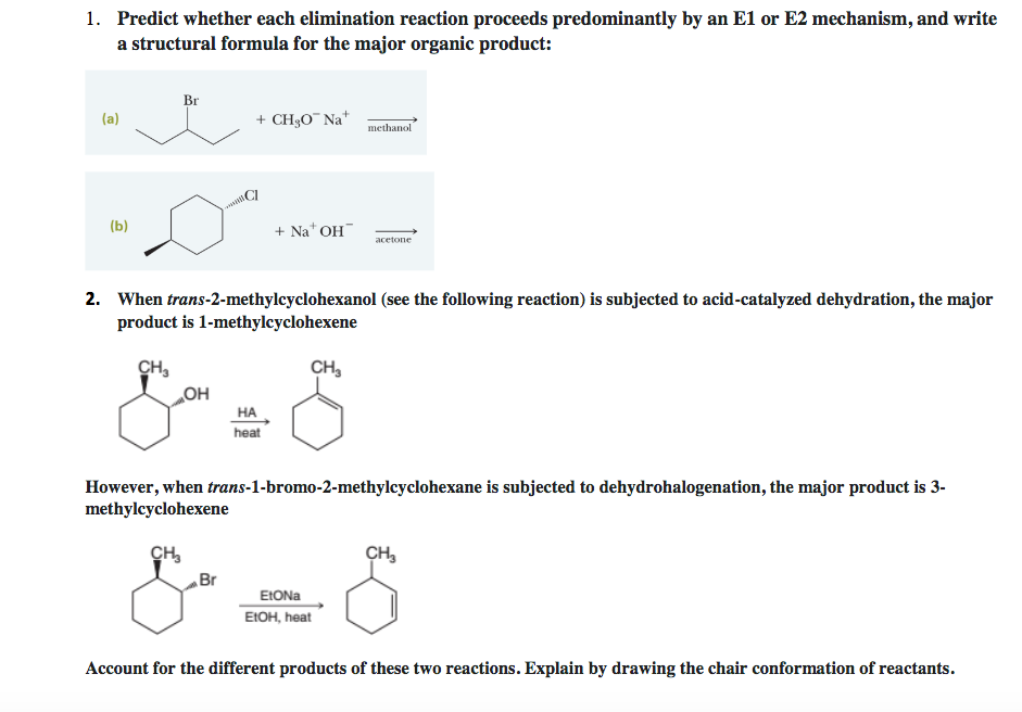 Solved 1 Predict Whether Each Elimination Reaction Proceeds Chegg Com