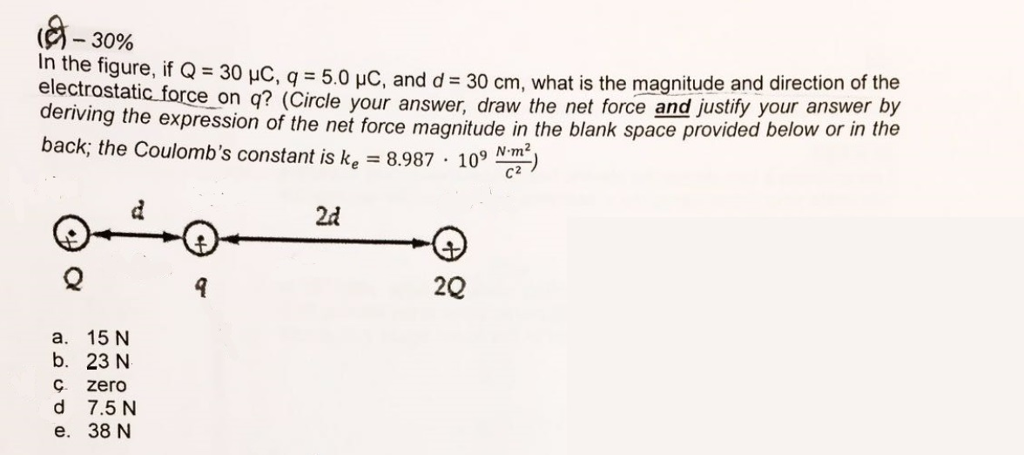 Solved In The Figure If Q 30 Mu C Q 5 0 And D 30 Chegg Com