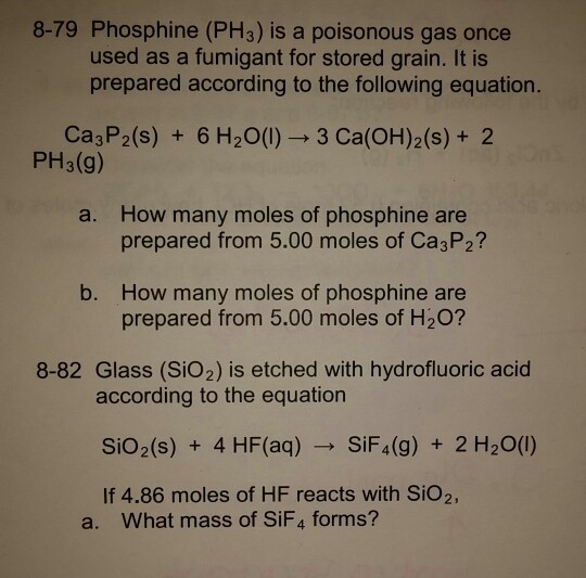 8 79 Phosphine Ph3 Is A Poisonous Gas Once Used As Chegg 