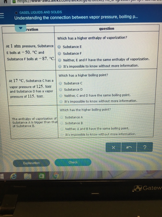 Solved At 1 Atm Pressure Substance E Boils At 50 Degr Chegg Com