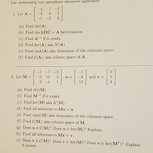 Solved: Usc Elementary Rouw Operations Whenever Applicablè ...