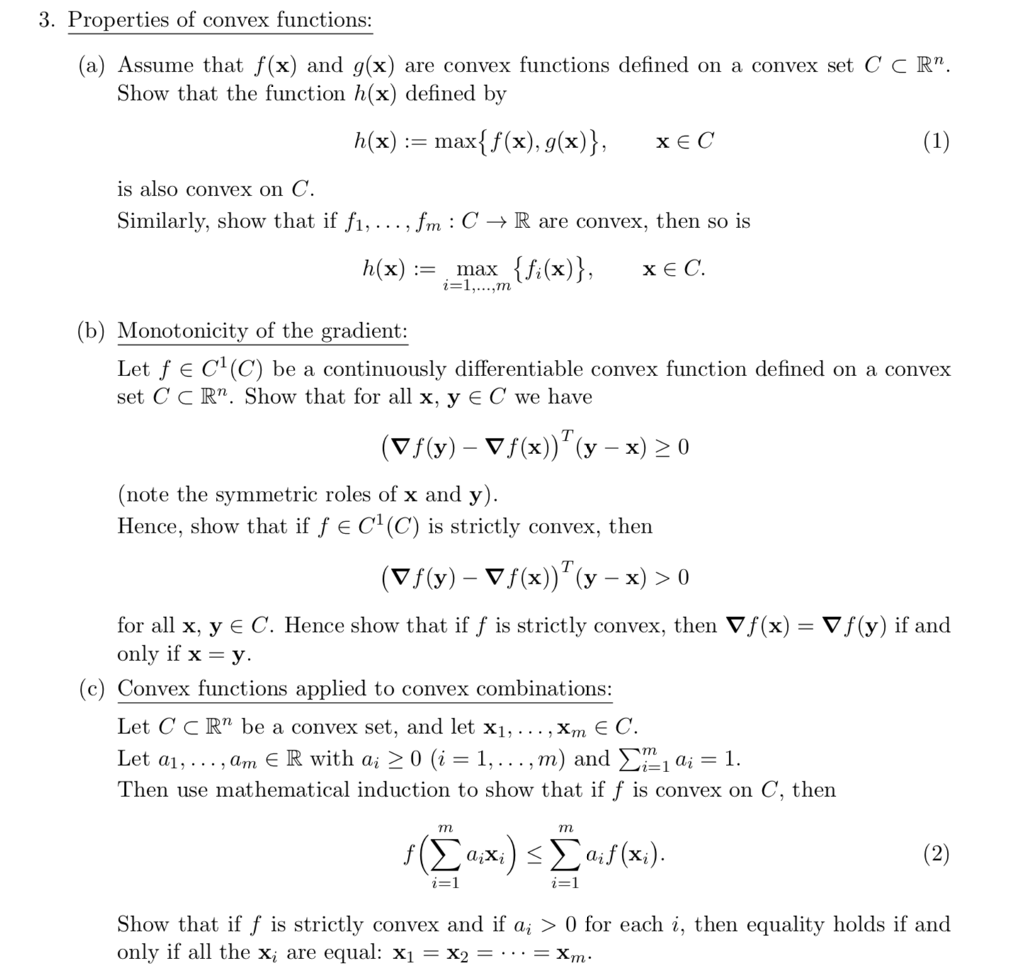 Solved 3 Properties Of Convex Functions A Assume That Chegg Com