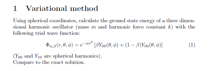 Variational method homework picture