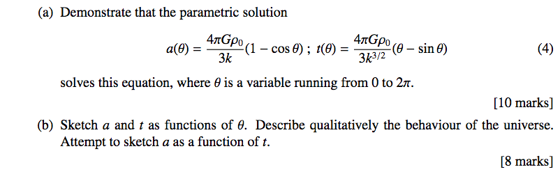 Solved Consider The Friedmann Equation Equation With K Chegg Com