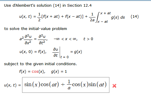 Solved Use D Alembert S Solution 14 In Section 12 4 1 X Chegg Com