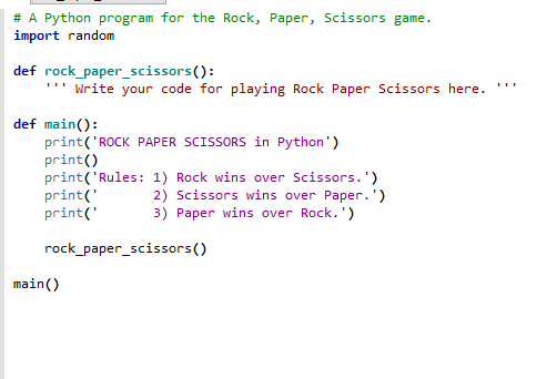 Solved: Rock-Paper-Scissors. Write A Program (called Q3.py... | Chegg.com