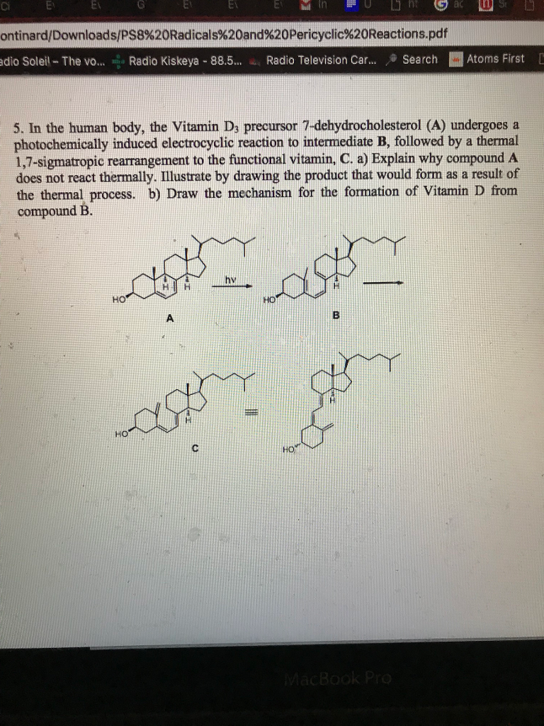 Solved 5 In The Human Body The Vitamin D3 Precursor 7 D