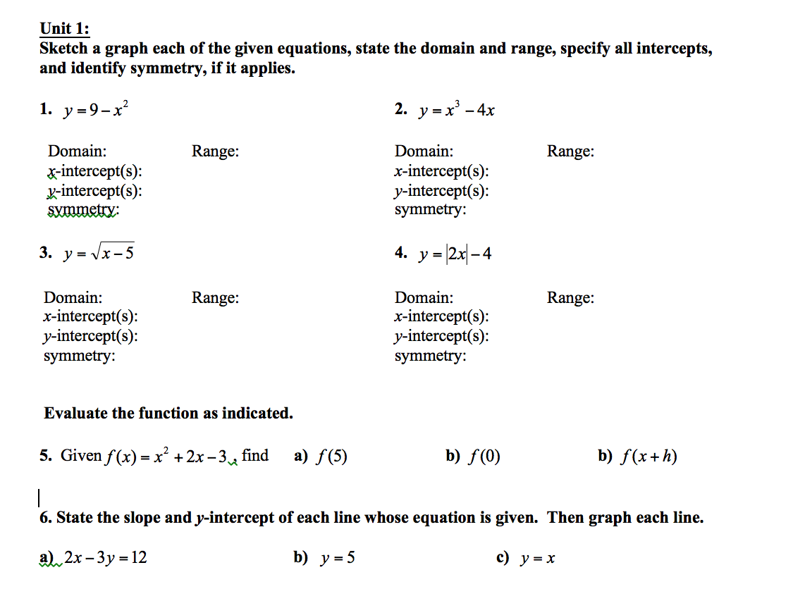 Solved Sketch A Graph Each Of The Given Equations State