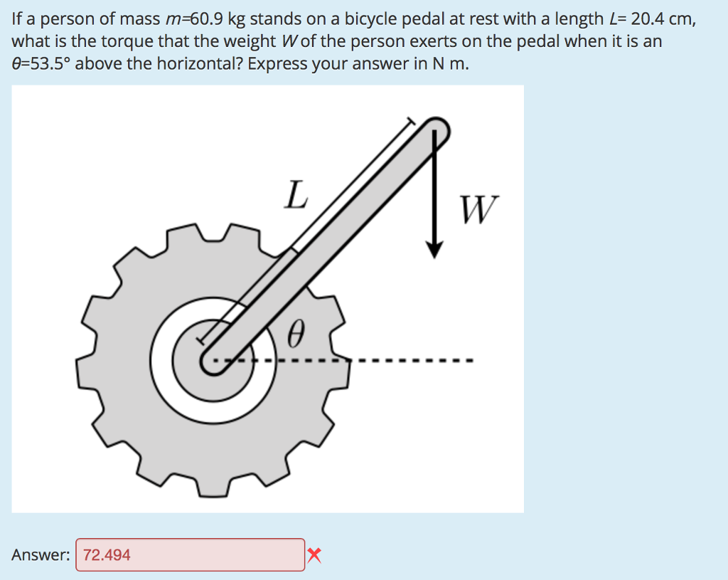Fantasierijk Succesvol Renderen Solved If a person of mass m=60.9 kg stands on a bicycle | Chegg.com