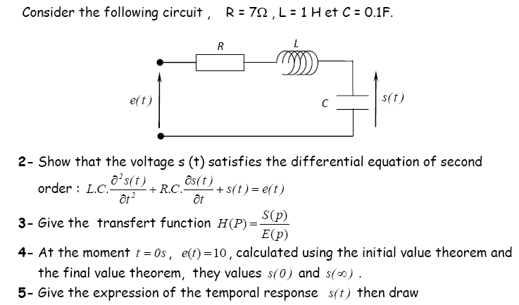 Solved Consider The Following Circuit R 7 Ohm L 1 H E Chegg Com