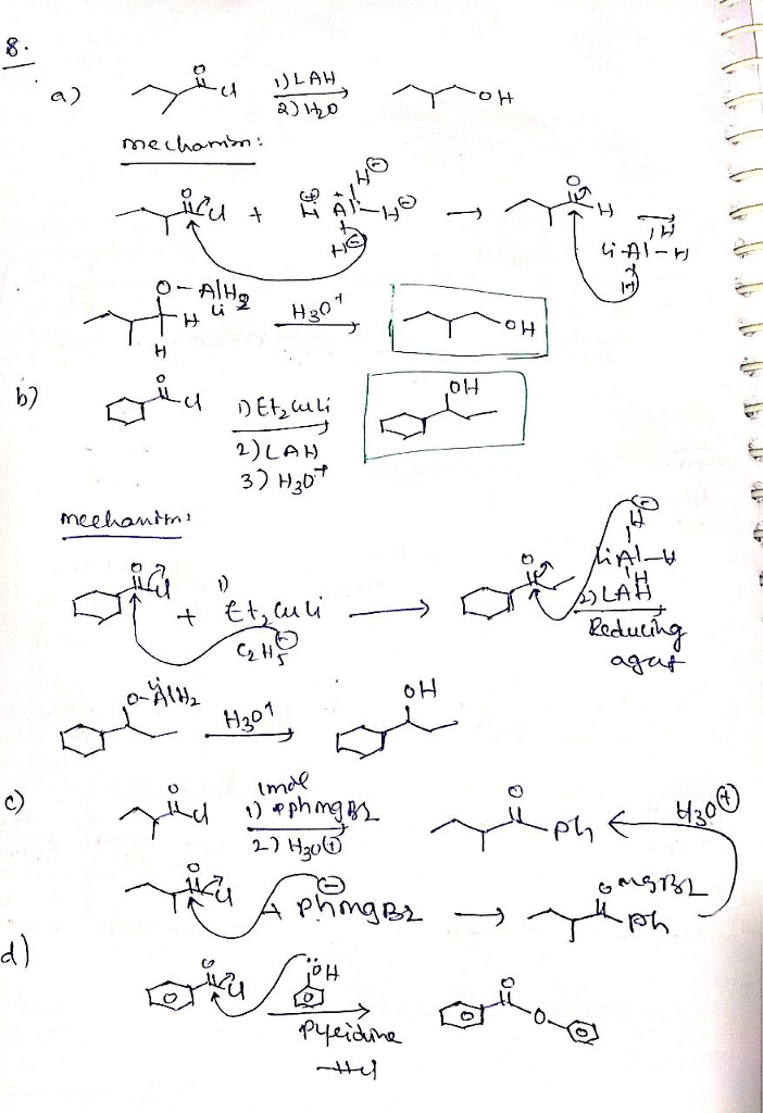 Question & Answer: Summary of Reactions of Acid Chlorides 8. Predict the major product for each of the following..... 1