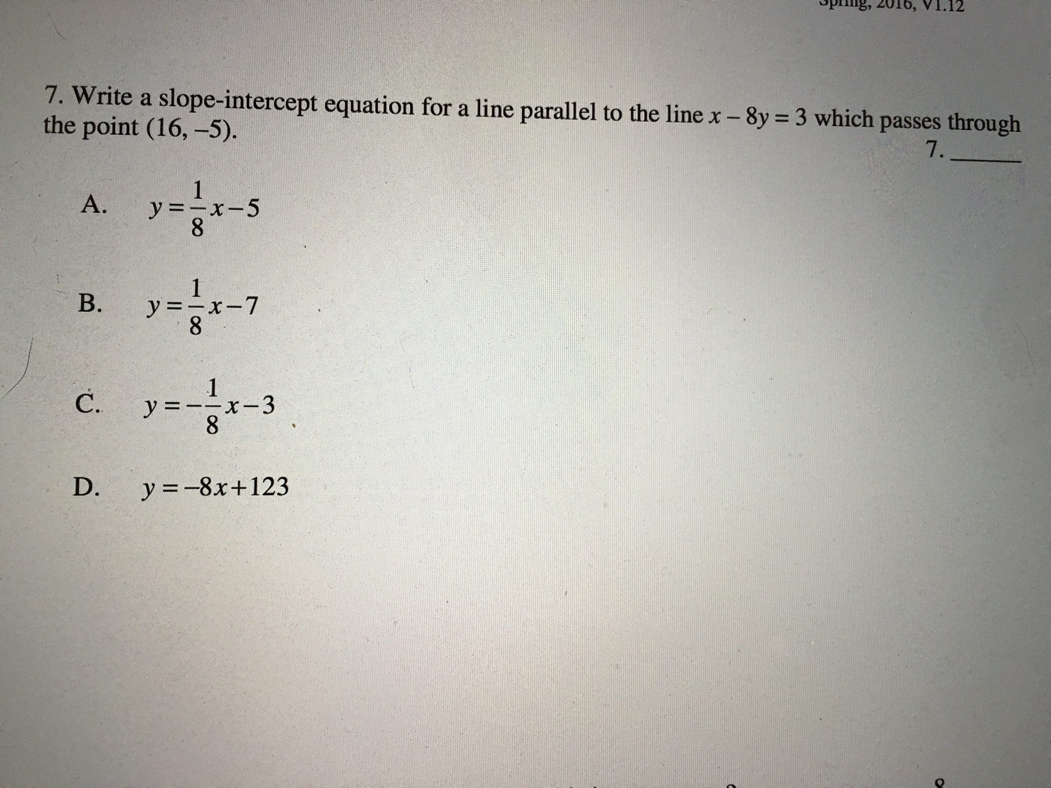 Solved Write a slope-intercept equation for a line parallel