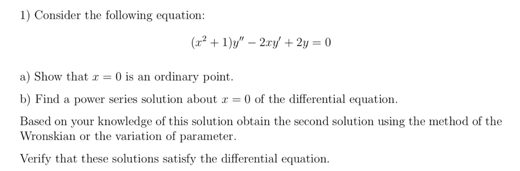 Consider The Following Equation X 2 1 Y 2xy Chegg Com