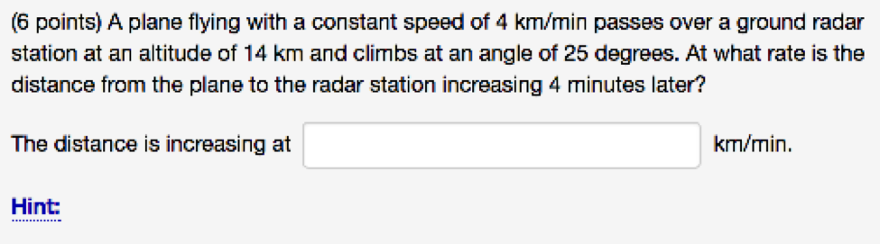 6 Points A Plane Flying With A Constant S D Of 4 Km Min 6 Points A Plane Flying With A Constant S D Of 4 Km Min
