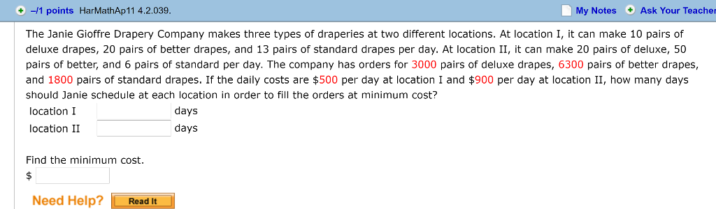Solved The Janie Gioffre Drapery Company Makes Three Type