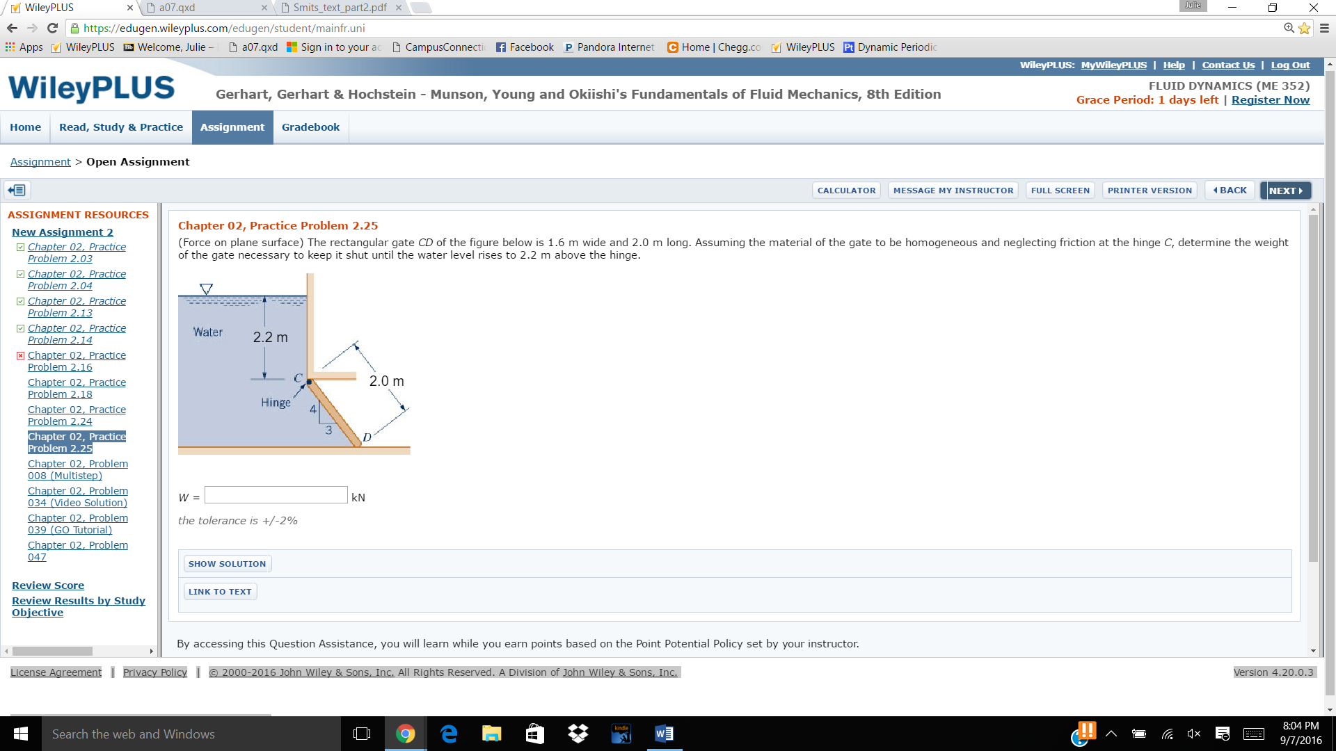 Question: Wiley PLUS 07.qxd xt part 2.pd https: dug EE: App M Wiley PLUS LB Welcome, Julie D 07.qxd H Sign .