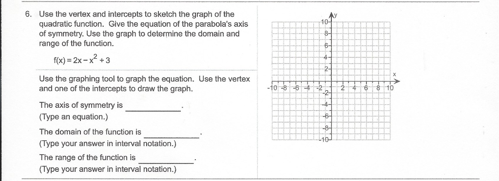 Solved 6 Use The Vertex And Intercepts To Sketch The Gra