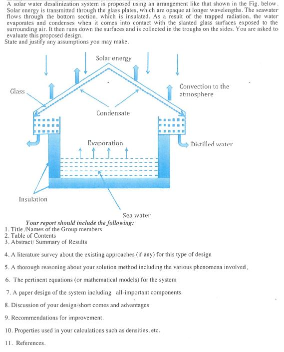 A Solar Water Desalinization System Is Proposed Us