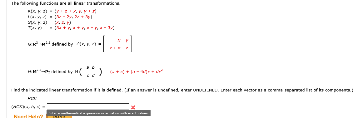 Solved The Following Functions Are All Linear Transformat Chegg Com