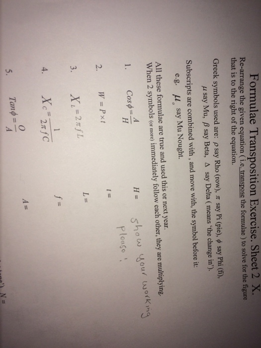 Solved Re Arrange The Given Equation I E Transpose The Chegg Com