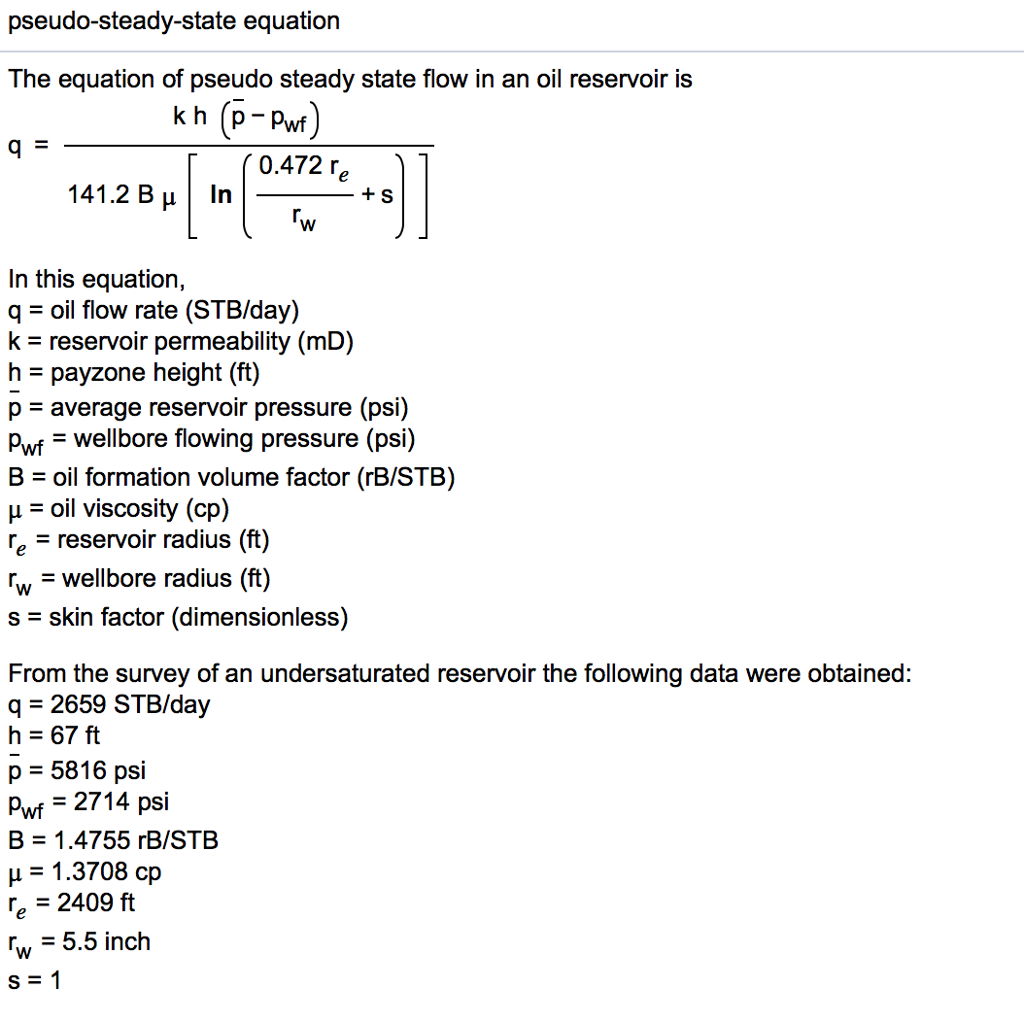 Solved Pseudo Steady State Equation The Equation Of Pseud Chegg Com