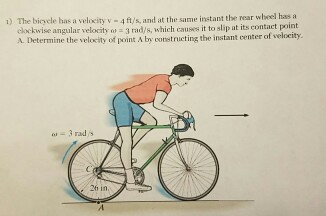 Solved The Bicycle Has A Velocity V = 4 Ft/S, And At The | Chegg.Com