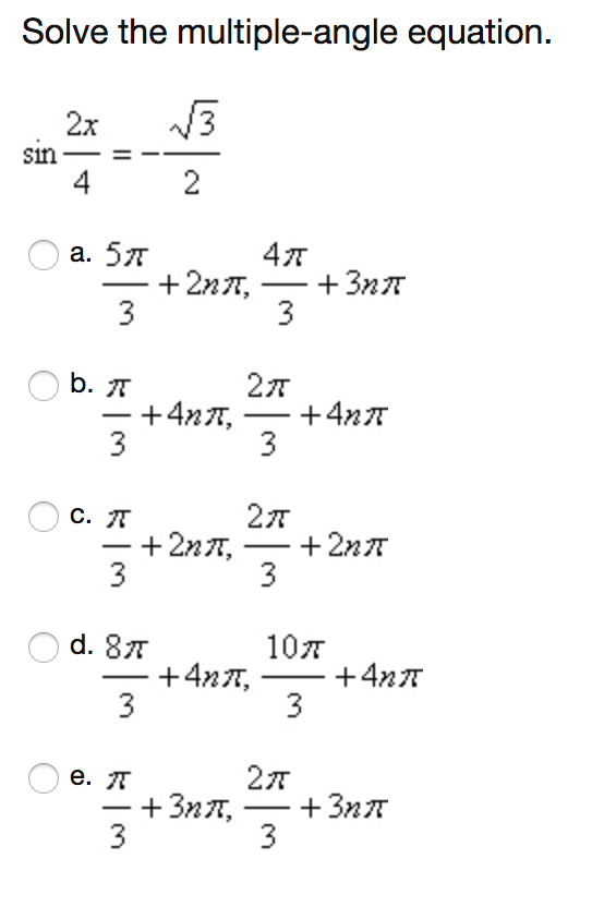Solved Solve The Multiple Angle Equation 6x Cos 12 2 A Chegg Com