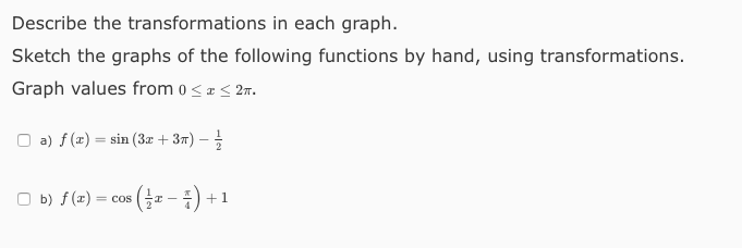 Solved Describe The Transformations In Each Graph Sketch