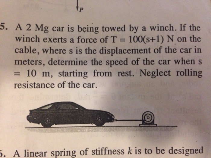 5 A 2 Mg Car Is Being Towed A Winch If The Winch Chegg 