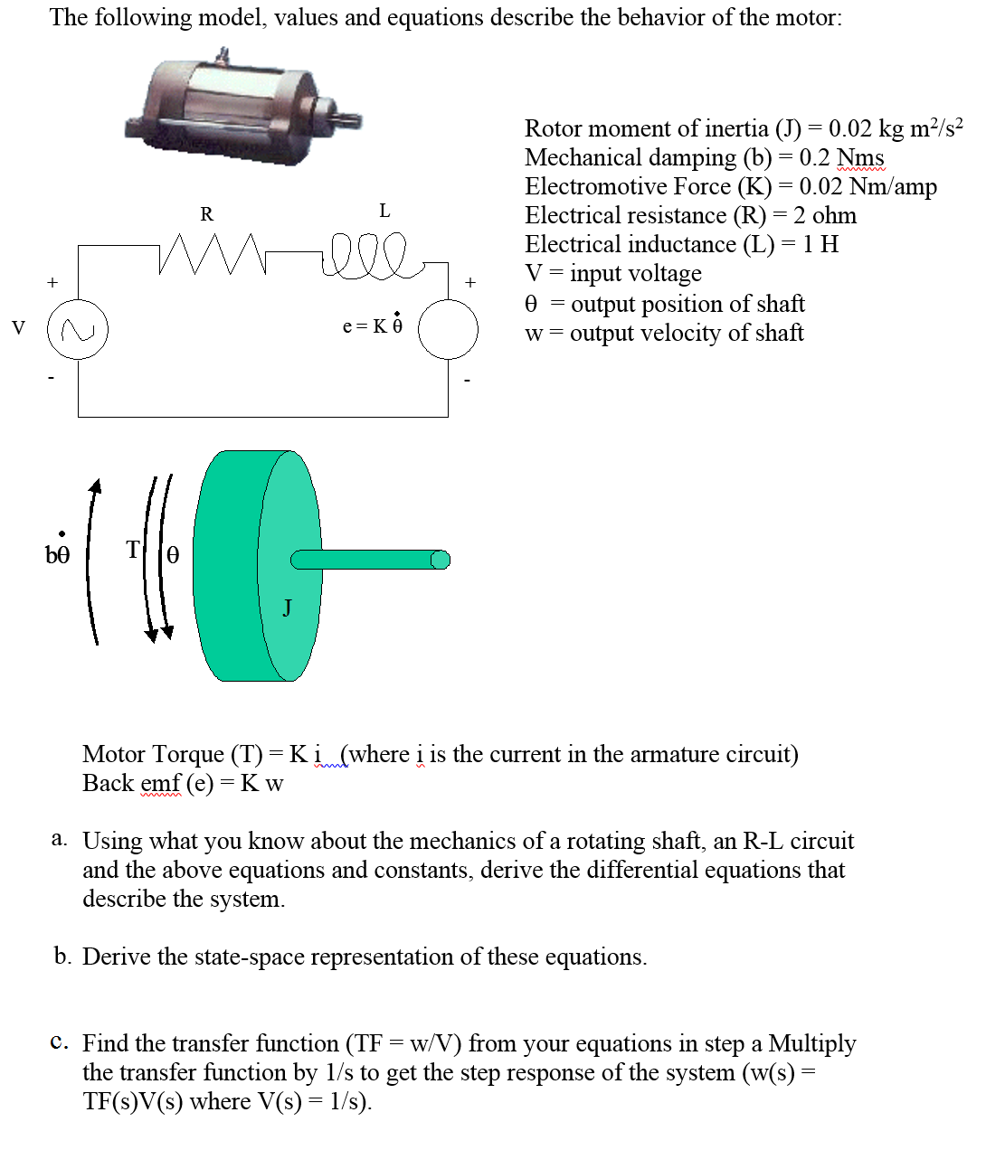 Solved The Following Model Values And Equations Describe Chegg Com