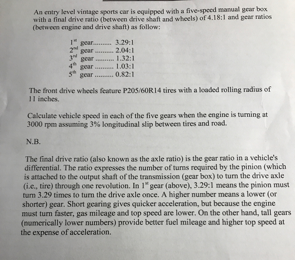 final drive ratio vs differential ratio