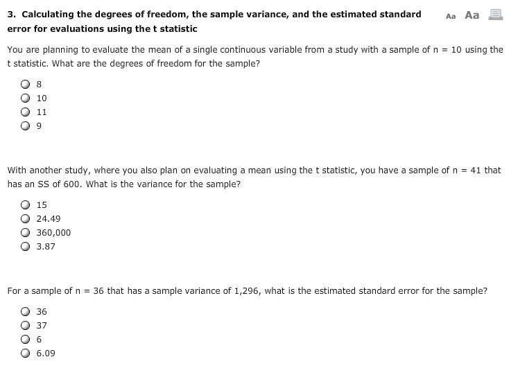 Solved 3 Calculating The Degrees Of Freedom The Sample Chegg Com