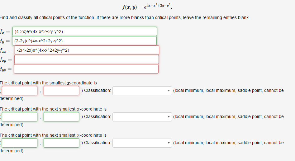 Solved Consider The Function F X Y E 4x X 2 2y Y 2 Find Chegg Com