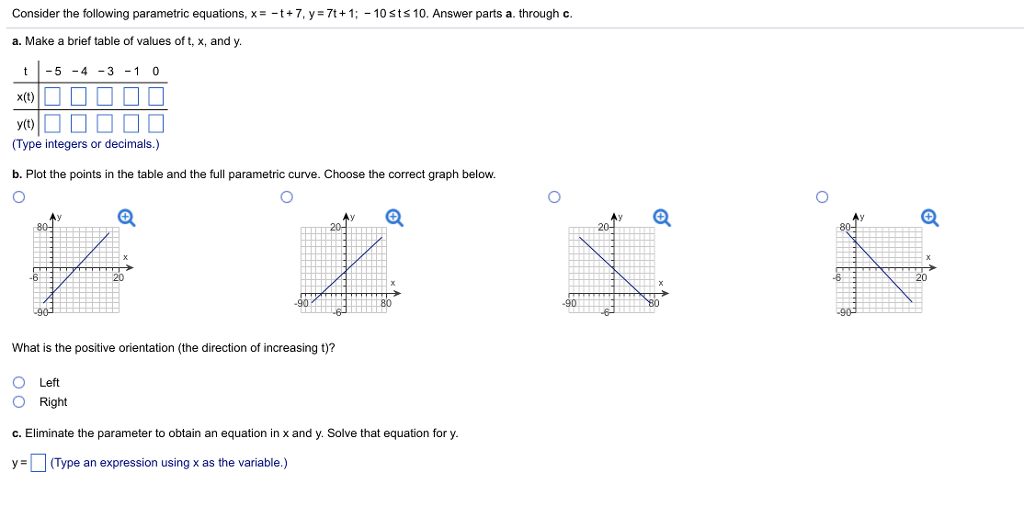 Solved Consider The Following Parametric Equations X7 Y Chegg Com