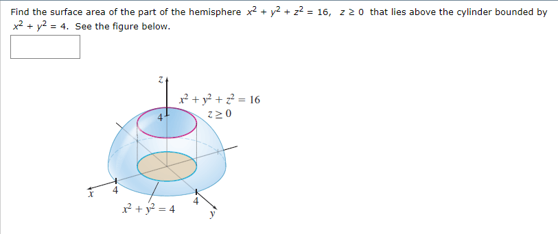 Solved Find The Surface Area Of The Part Of The Hemisphere Chegg Com