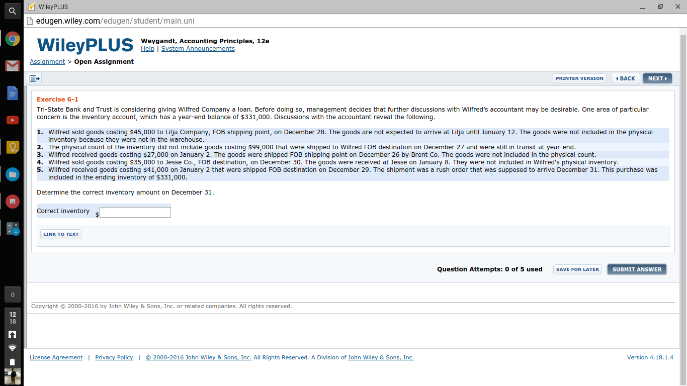 Question: WileyPLUS edugen.wiley.com/edugen/student/main.uni Weygandt, Accounting Principles, 12e Help | Sy.