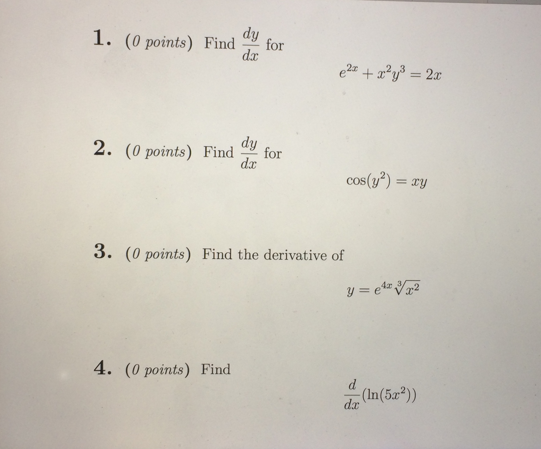 Solved Find Dy Dx For E 2x X 2 Y 3 2x Find Dy Dx For Chegg Com