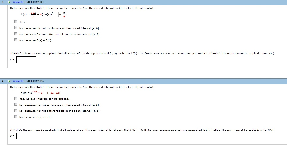 Solved Determine Whether Rolle S Theorem Can Be Applied T Chegg Com