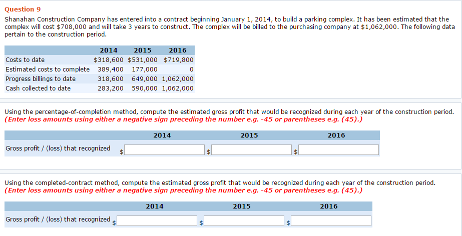 Question 9 Shanahan Construction Pany Has Entered Chegg 